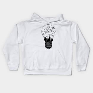 Mountains in a lightbulb creative handdrawn Gift Kids Hoodie